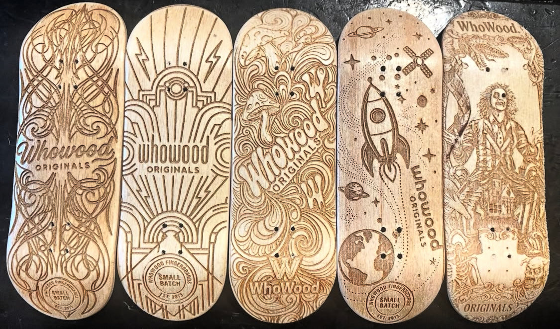 WhoWood Fingerboard 🛹 | 5 Ply Maple Laser Engraved Deck Only - 32mm