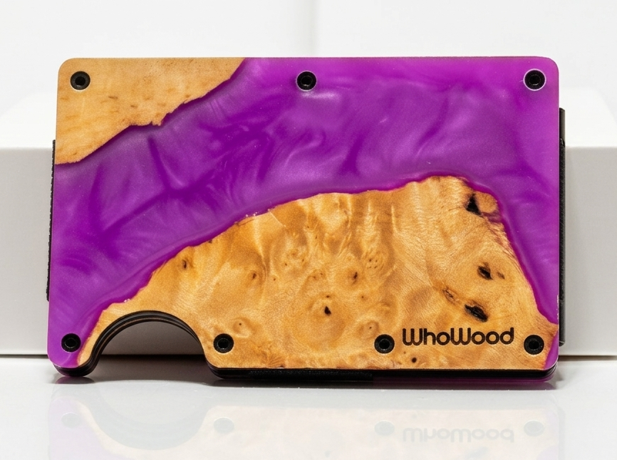 WhoWood Minimalist Wallet / Wood & Resin / Lavender Burl