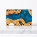 WhoWood Minimalist Wallet / Wood & Resin / Ocean Blue Burl